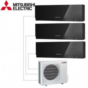 Мульти сплит система Mitsubishi Electric на 3 комнаты | Серия Design MSZ-EF Black Inverter